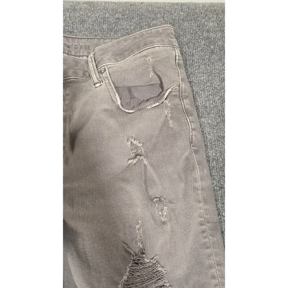 American Eagle AirFlex+ Distressed Jeans 36x30 Gray Slim Stretch